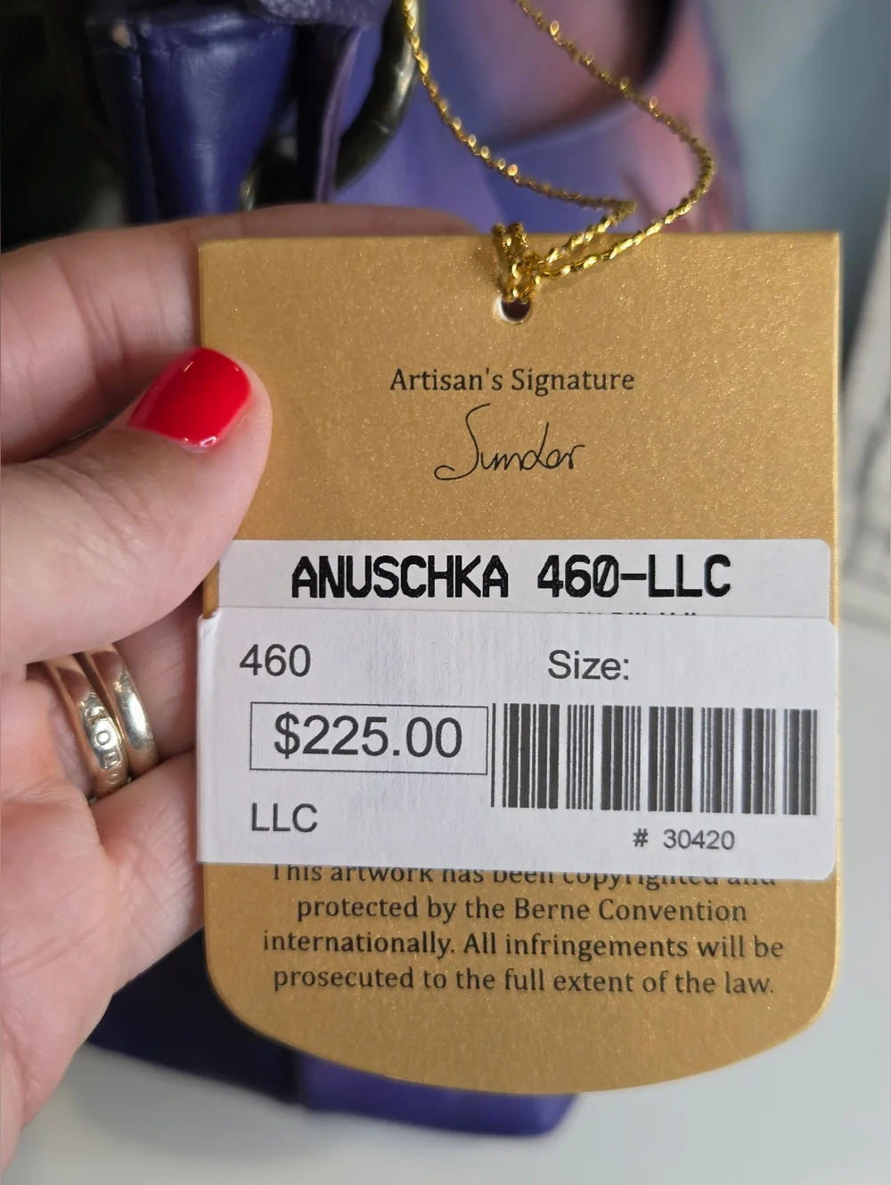 Anuschka Hand-Painted Purple Floral Leather Shoulder Bag - Picture 14 of 14